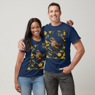 Zaunkönig von Carolina umgeben von Gelbem Jessamin T-Shirt