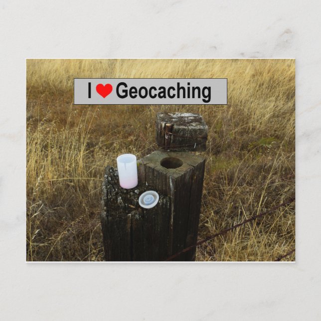 Zaunpfosten: Geocaching Postkarte (Vorderseite)