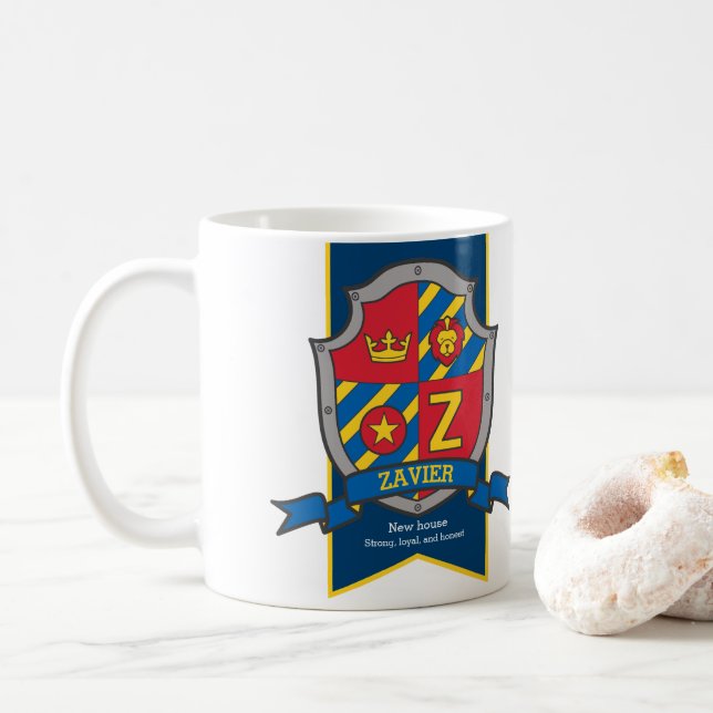 Zavier Buchstabe Z heraldry Ritter Löwen Name bede Kaffeetasse (Mit Donut)