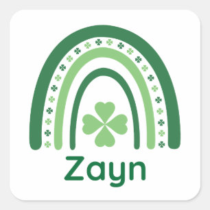 Zayn Name Clover Boho Regenbogen Quadratischer Aufkleber