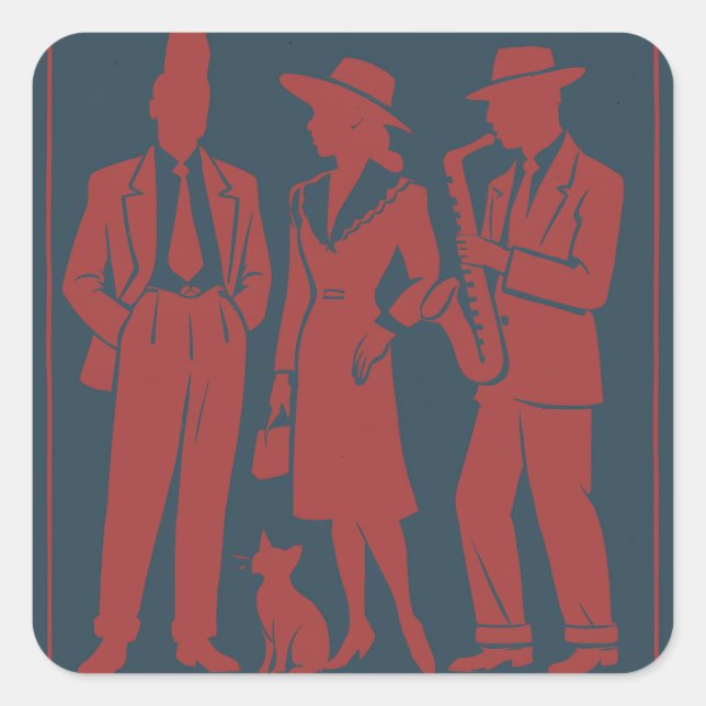 Zazous Gift Tag Quadratischer Aufkleber (Vorderseite)