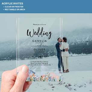 Zazzle Akryllische Hochzeit lädt Berge ein Winter Acryleinladungen