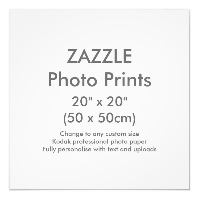 Zazzle Custom 20" x 20" Foto Print Template (Vorne)