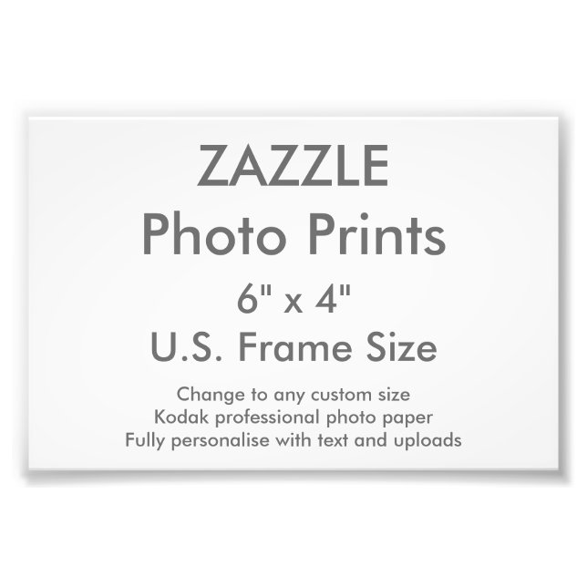 Zazzle Custom 6" x 4" Foto Print (US Frame Size) (Vorne)