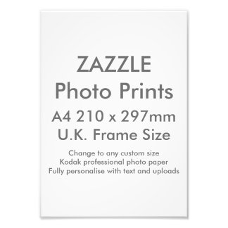 Zazzle Custom A4 Foto Print UK Frame Size