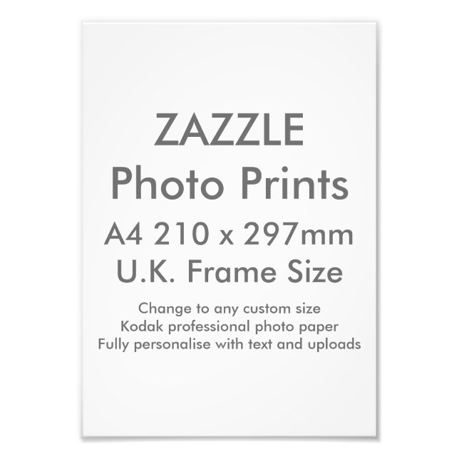 Zazzle Custom A4 Foto Print UK Frame Size (Vorne)