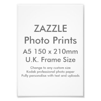 Zazzle Custom A5 Foto Print UK Frame Size