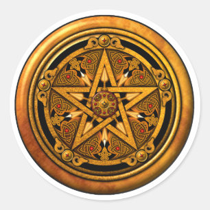 Zazzle - Maskuline Gold Pentagramm noback Runder Aufkleber