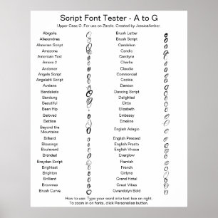 Zazzle Script Schrift A - G Vergleich - Großbuchst Poster