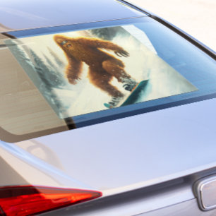 Zazzle Shaggy Bigfoot Snowboardfahren Auto Heck Fensteraufkleber