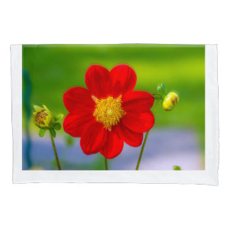 Zazzle Titel Rote Blumen-Makrofotografie, Vibr Kissenbezug