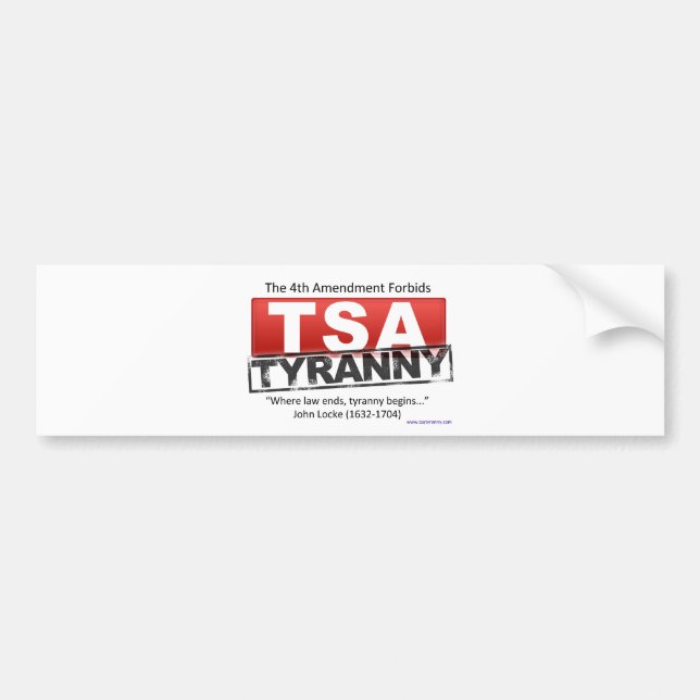 Zazzle TSA Tyrannei-Bild Autoaufkleber (Vorne)