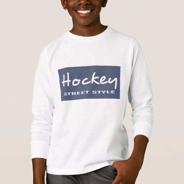 Zazzle Unisex Kids Hockey LS T-Shirt (Vorderseite)