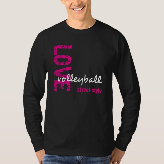 Zazzle Unisex Liebe Volleyball Street Style LS T-S T-Shirt (Vorderseite)
