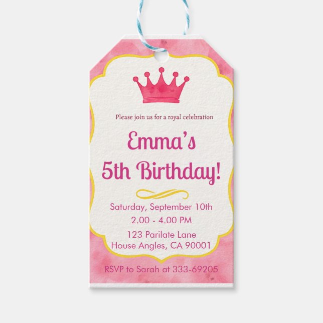 Zazzlemade Royal Kindergeburtstag Einladungskarte Geschenkanhänger (Vorderseite)