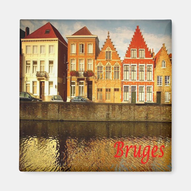 zBE043 BRUGES Houses Belgien, Kühlschrank Magnet (Vorne)