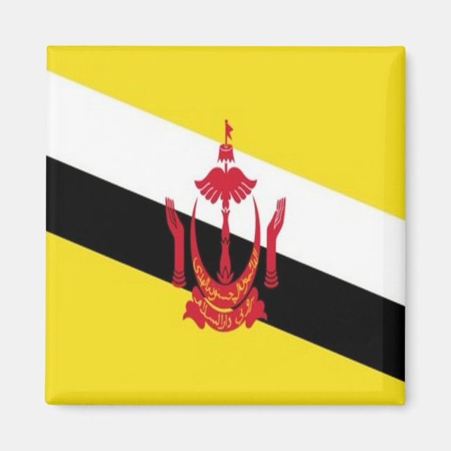 zBN001 Bruneian FLAG Brunei, Kühlschrankmagnet Magnet (Vorne)