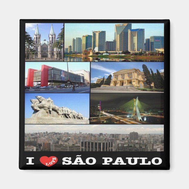 zBR010 SAO PAULO I Liebe, Mosaik, Brasilien, Kühls Magnet (Vorne)