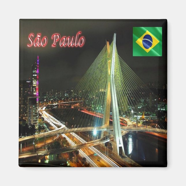 zBR014 SAO PAULO by Night, Brasilien. Kühlschrank Magnet (Vorne)