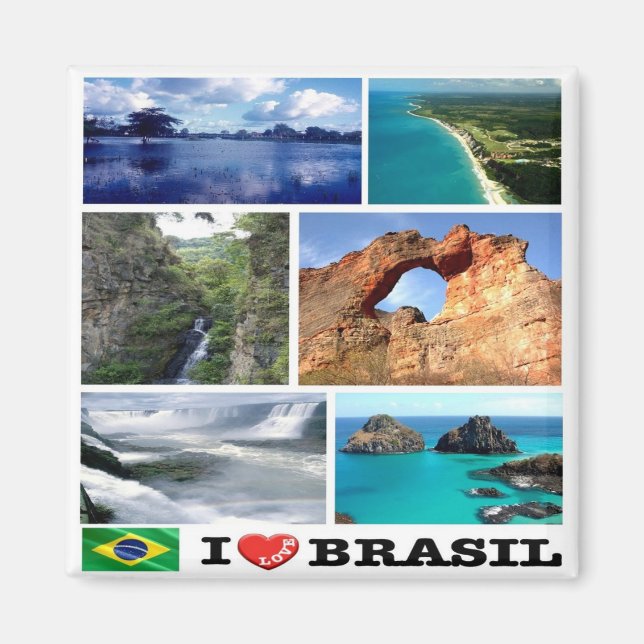 zBR032 BRAZIL I Liebe, Mosaik, Amerika, Kühlschran Magnet (Vorne)