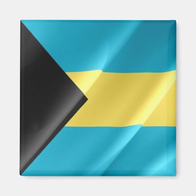 zBS002 BAHAMAS, Waving Flag, Amerika, Kühlschrank Magnet (Vorne)