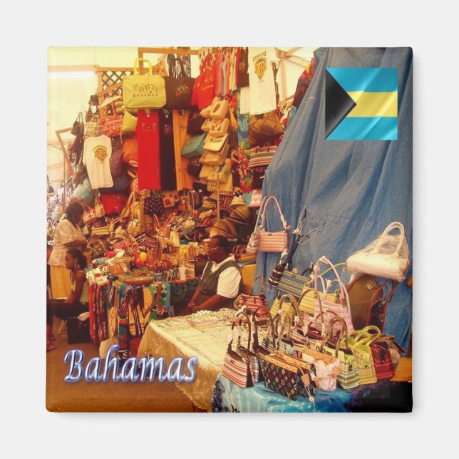 zBS006 BAHAMAS, Strohmarkt, Amerika, Kühlschrank Magnet (Vorne)