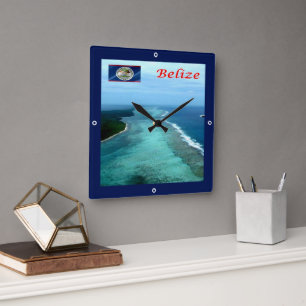 zBZ005 BELIZE Barrier Reef, Amerika Quadratische Wanduhr