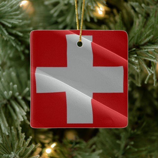 zCH002 waving FLAG SWISS, Keramikornament (Baum)