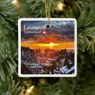 zCH013 LAUSANNE Schweiz, Keramikornament