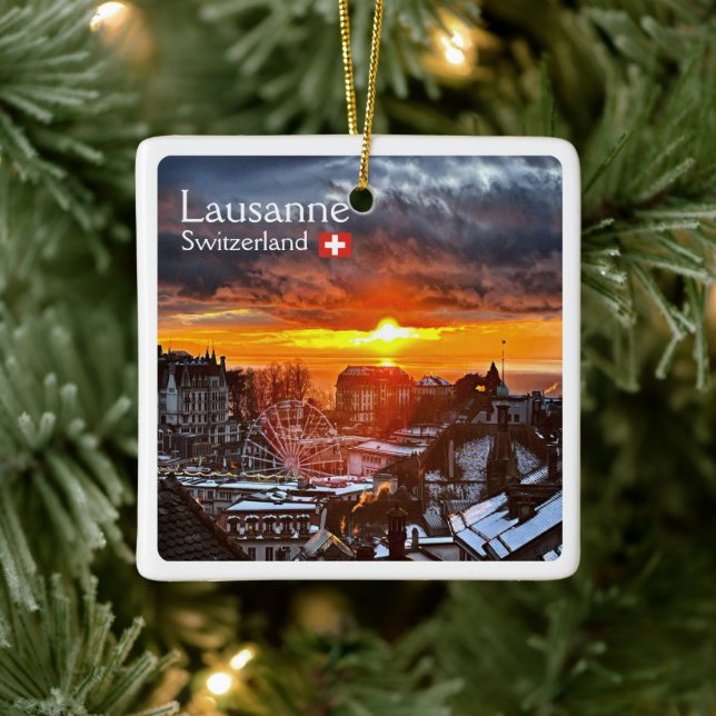 zCH013 LAUSANNE Schweiz, Keramikornament (Baum)