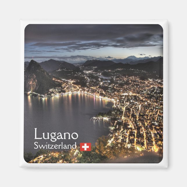 zCH014 LUGANO Schweiz - Kühlschrankmagnet Magnet (Vorne)