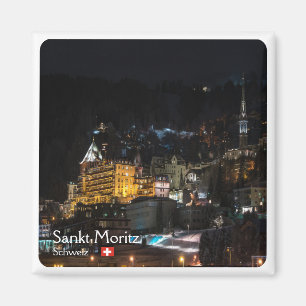 zCH018 SANKT MORITZ bei Nacht Schweiz, Kühlschrank Magnet