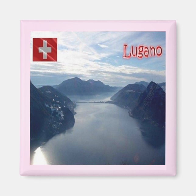 zCH028 LUGANO-See - Schweiz - Kühlschrankmagnet Magnet (Vorne)