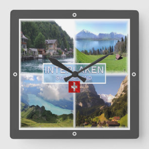 zCH051 INTERLAKEN Lake Thun Thunerse Swiss, Quadratische Wanduhr