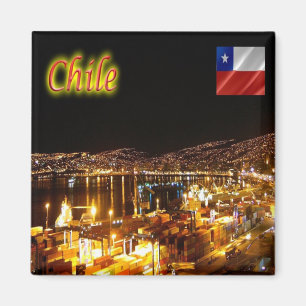 zCL015 CHILE, Valparaiso, Nachtblick, Chile, Kühls Magnet