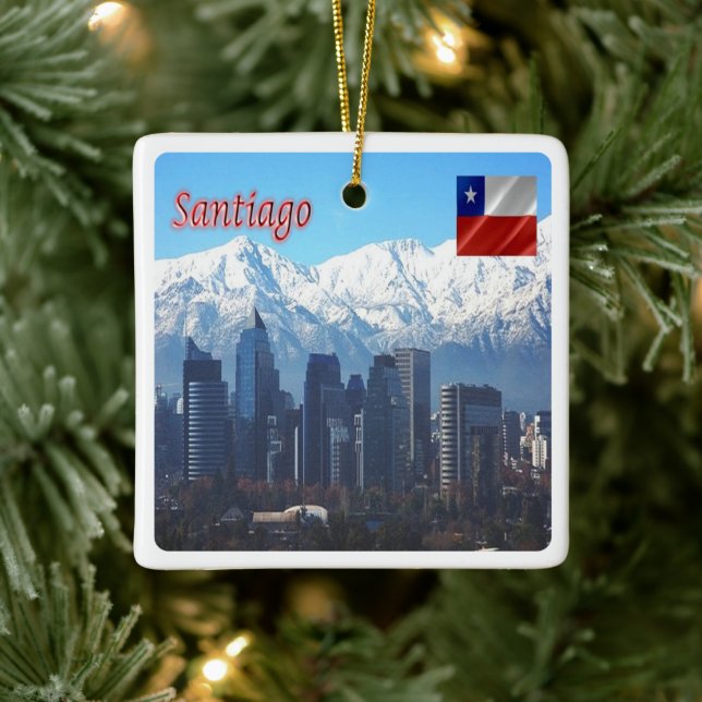 zCL018 SANTIAGO Skyline, Amerika, Keramikornament (Baum)