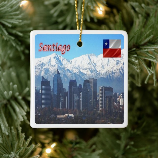 zCL018 SANTIAGO Skyline, Amerika, Keramikornament (Baum)