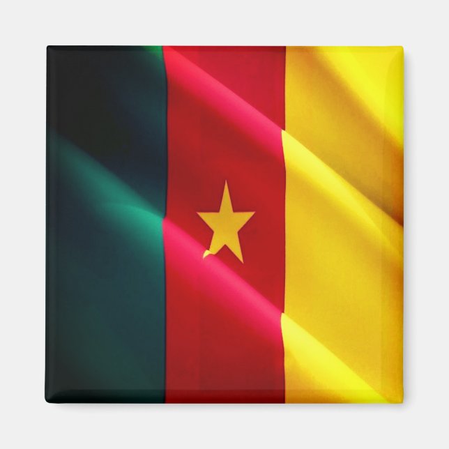 zCM02 KAMERUN, Waving Flag, Afrika, Kühlschrank Magnet (Vorne)