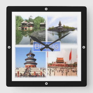zCN008 PEKING, China, Souvenir, Quadratische Wanduhr