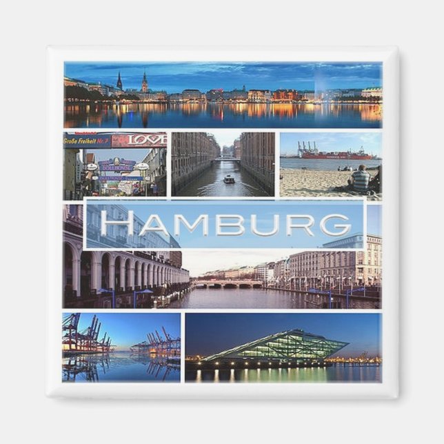 zDE003 Mosaik von HAMBURG in Deutschland Europa, K Magnet (Vorne)
