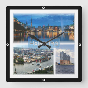 zDE021 HAMBURG Deutschland, Quadratische Wanduhr