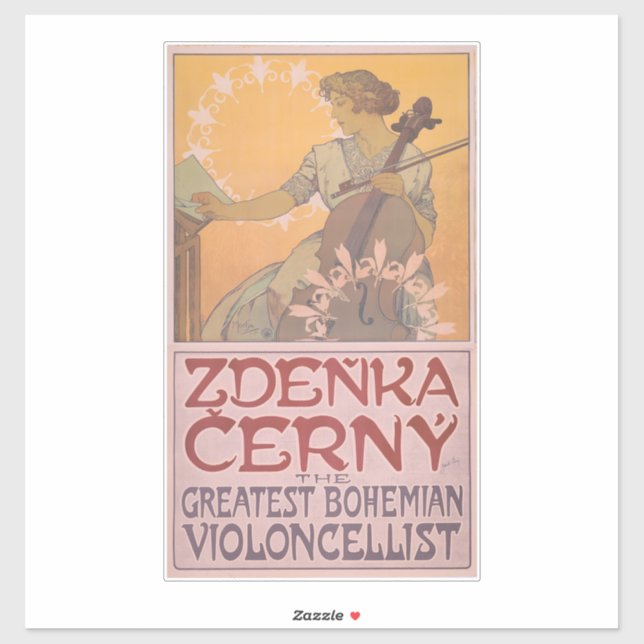 Zdenka Cerny Poster von Alphonse Mucha Aufkleber (Blatt)