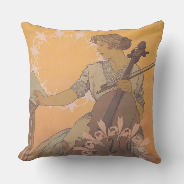 Zdenka Cerny Poster von Alphonse Mucha Kissen (Vorderseite)