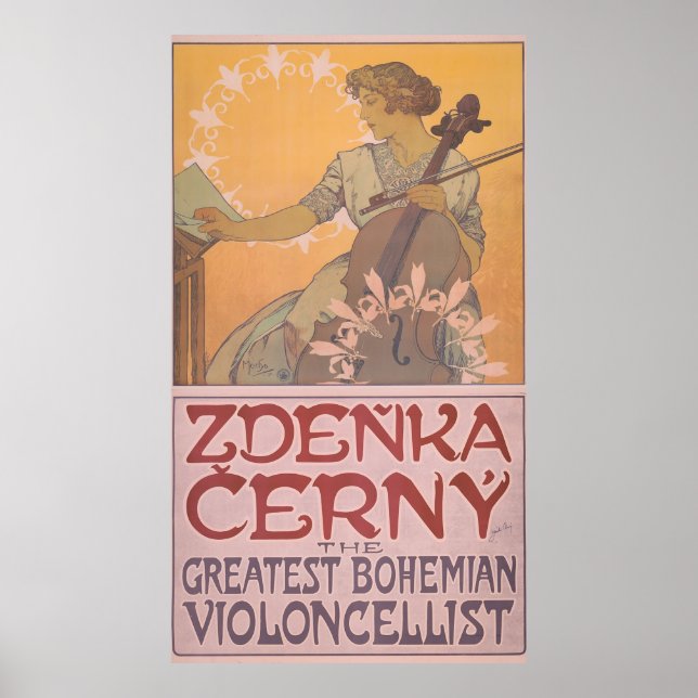 Zdenka Cerny Violincellist Poster von Alphonse Muc (Vorne)
