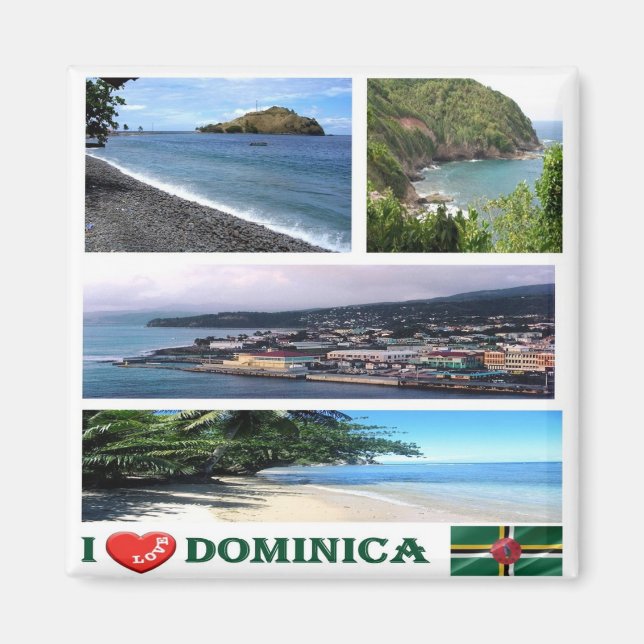 zDM003 DOMINICA I Liebe, Mosaik, Amerika, Kühlschr Magnet (Vorne)