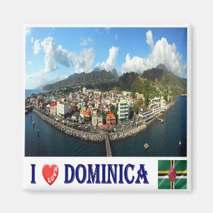 ZDM008 DOMINICA, I Liebe, Roseau Wide, Kühlschrank Magnet
