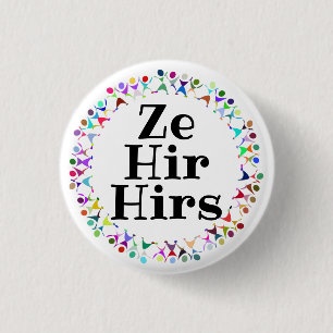 Ze Hir Hirs Pronomen in Menschlicher Figur Kreis Button