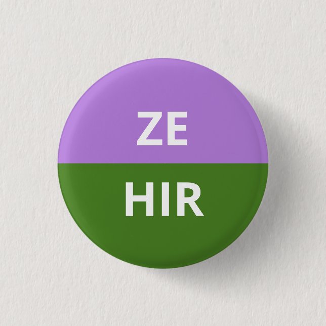 Ze/Hir Pronomina Genderqueer Abzeichen Button (Vorderseite)