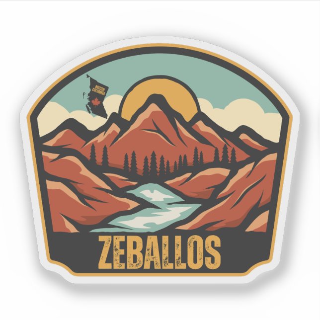 Zeballos, British Columbia Aufkleber (Vorderseite)
