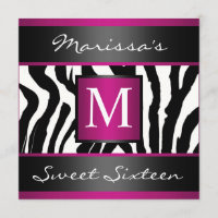 Zebra-16. Geburtstag-Monogramm